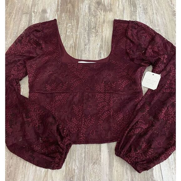 Altar’d State Burgundy Lace Crop Top Size XL Msrp $59 - Picture 1 of 7